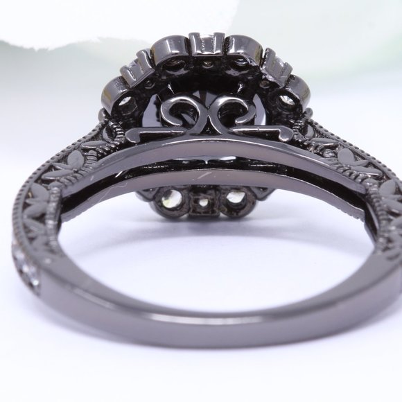 COPY - 1.50 Carat Art Deco Halo Black Tone 925 St… - Picture 3 of 3